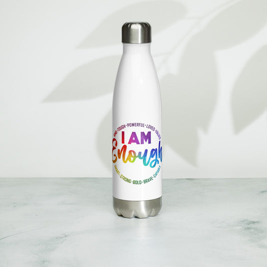 I Am Enough (Multi-Color) Stainless Steel Water Bottle